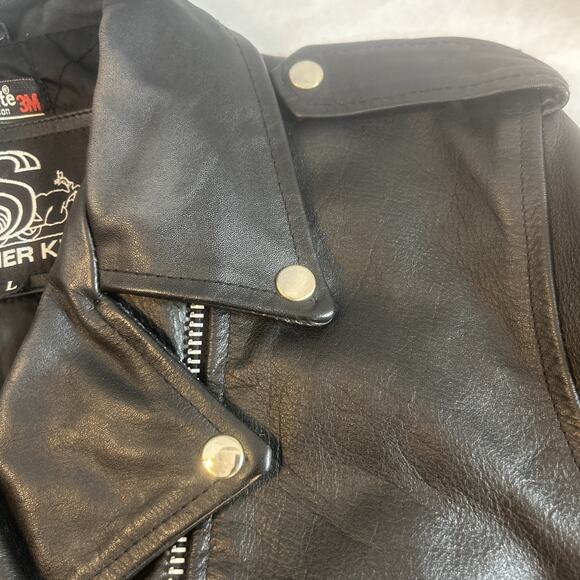 Shaf Leather Jacket Men’s L 42 Motorcycle Moto Biker Style Grunge Rock VTG 80's - Picture 12 of 15